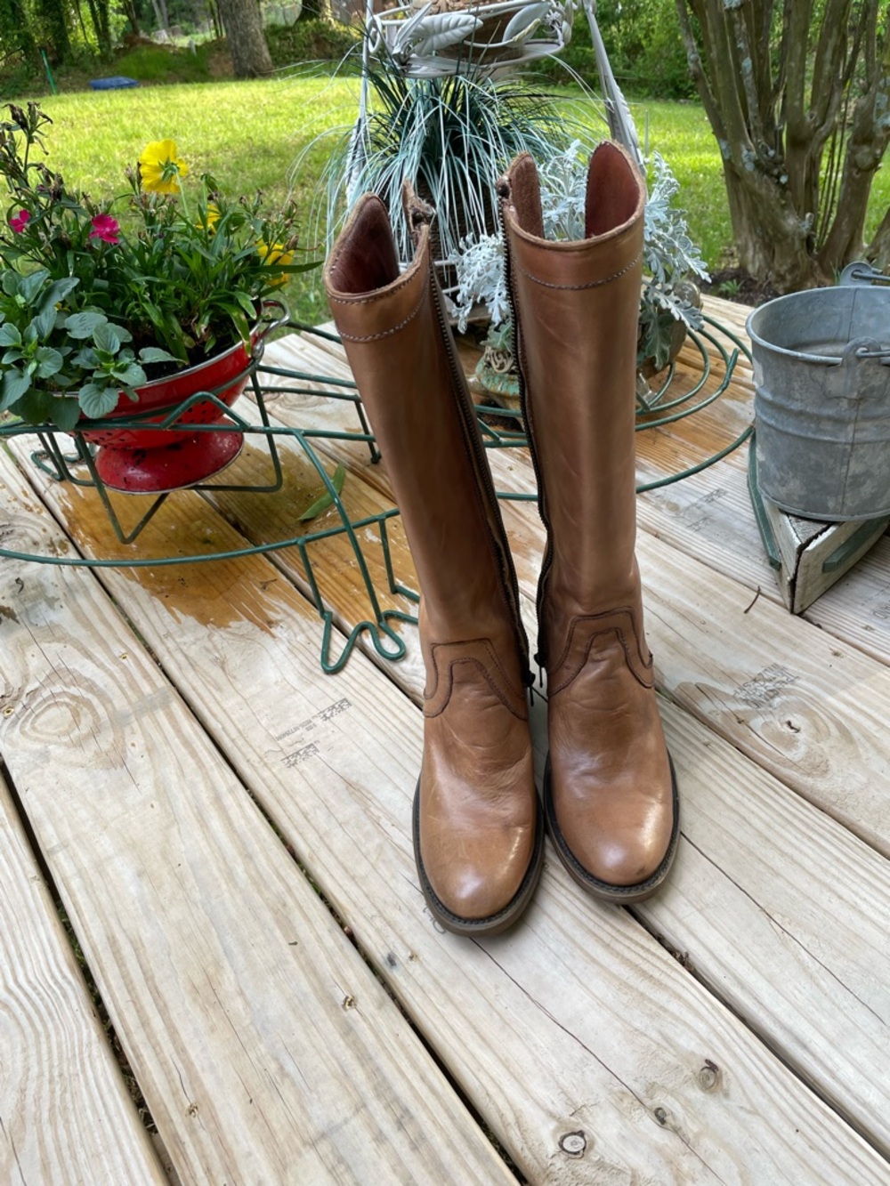 Heritage Coral - Women's Tall Leather Riding Boots - Brown